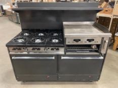 FRANKLIN CHEF GAS 6-BURNER RANGE WITH 24" GRIDDLE, CHEESE MELTER AND DOUBLE OVEN
