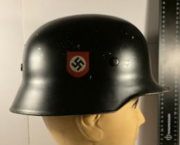 3rd Reich M34 Feuerschuts-Polizei (Fireman’s) Double Decal Helmet with liner and chinstrap. Please