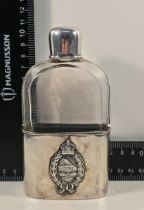 WW1 Hallmarked Silver Imperial German Glass and Silver Hip Flask to a Fighter Ace