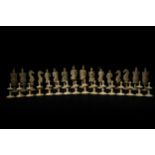 A German Geislingen Bone Figural Chess Set, Representing Two European Armies, 18th Century. An