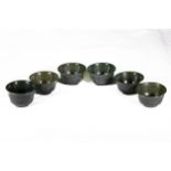 A Lot of Six Chinese Jade Miniatue Cups, Made for the Ottoman Market. Each cup is finely carved from