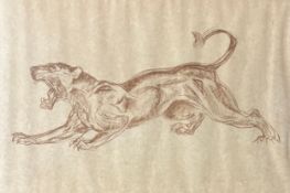 Edwina Emery (British, 20th Century), Jaguar, Lithograph on paper, 1953
