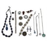 A small collection of silver amd white metal jewellery. To include silver necklaces, a graduated