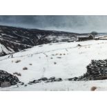 PETER BROOK (BRITISH, 1927-2009), THE PENNINE LANDSCAPE, OIL ON BOARD.