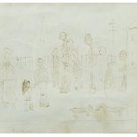 LAURENCE STEPHEN LOWRY (BRITISH, 1887-1976), FIGURES AND DOGS, FELT PEN ON PAPER