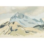 SIR KYFFIN WILLIAMS (BRITISH, 1918-2006), CRIB GOCH IN SNOW, WATERCOLOUR ON PAPER