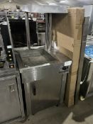 Chip Scuttle with Storage and Heat Lamp on wheels - W670 x D710 x H1515 mm