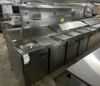 5-Door Foster Pizza Prep Fridge on wheels - Complete with breading trays, twin well 1/2 gastros and