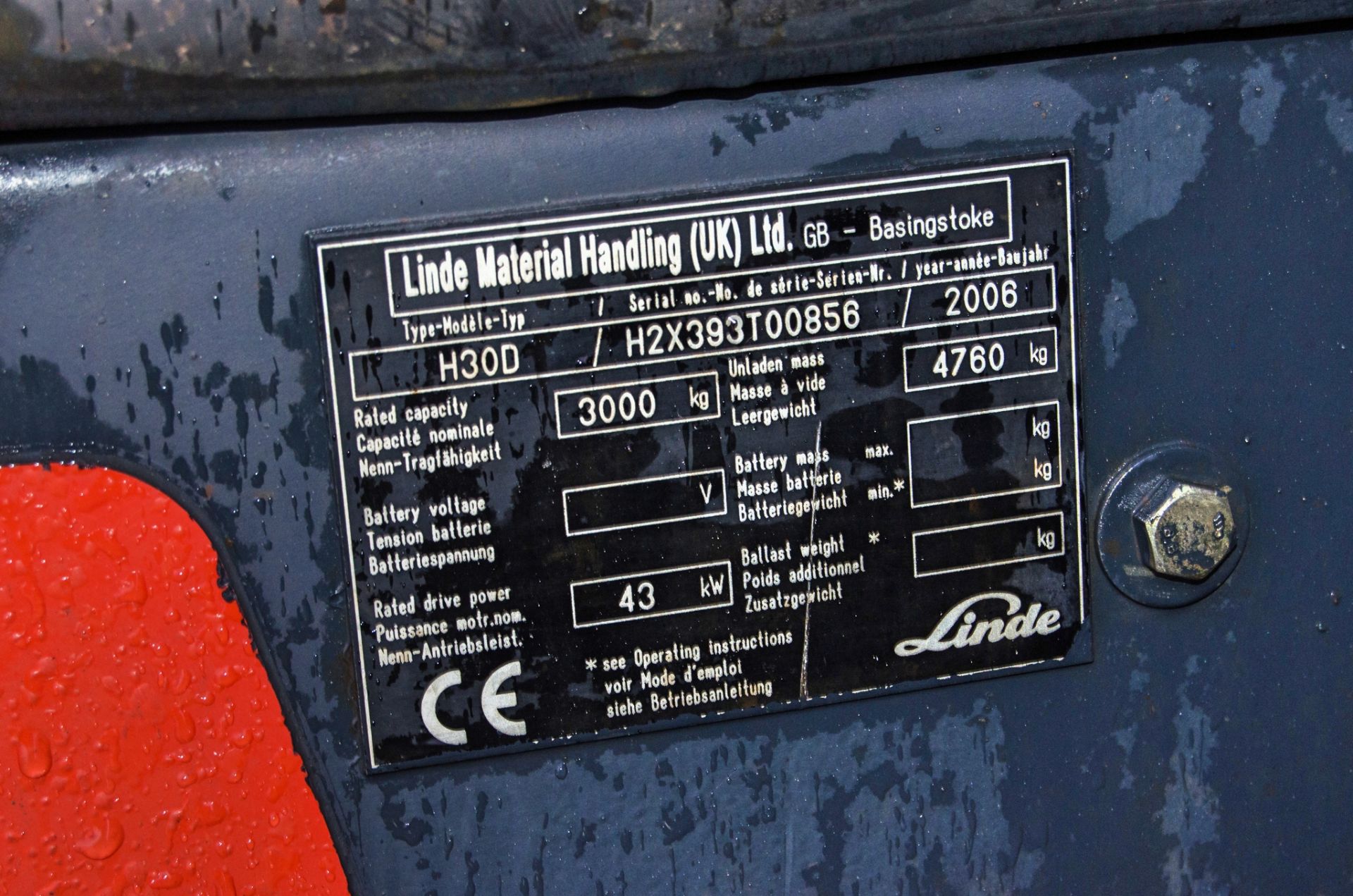 Linde H30D 3 tonne diesel driven fork lift truck Year: 2006 S/N: T00856 Recorded Hours: 9500 - Image 22 of 22