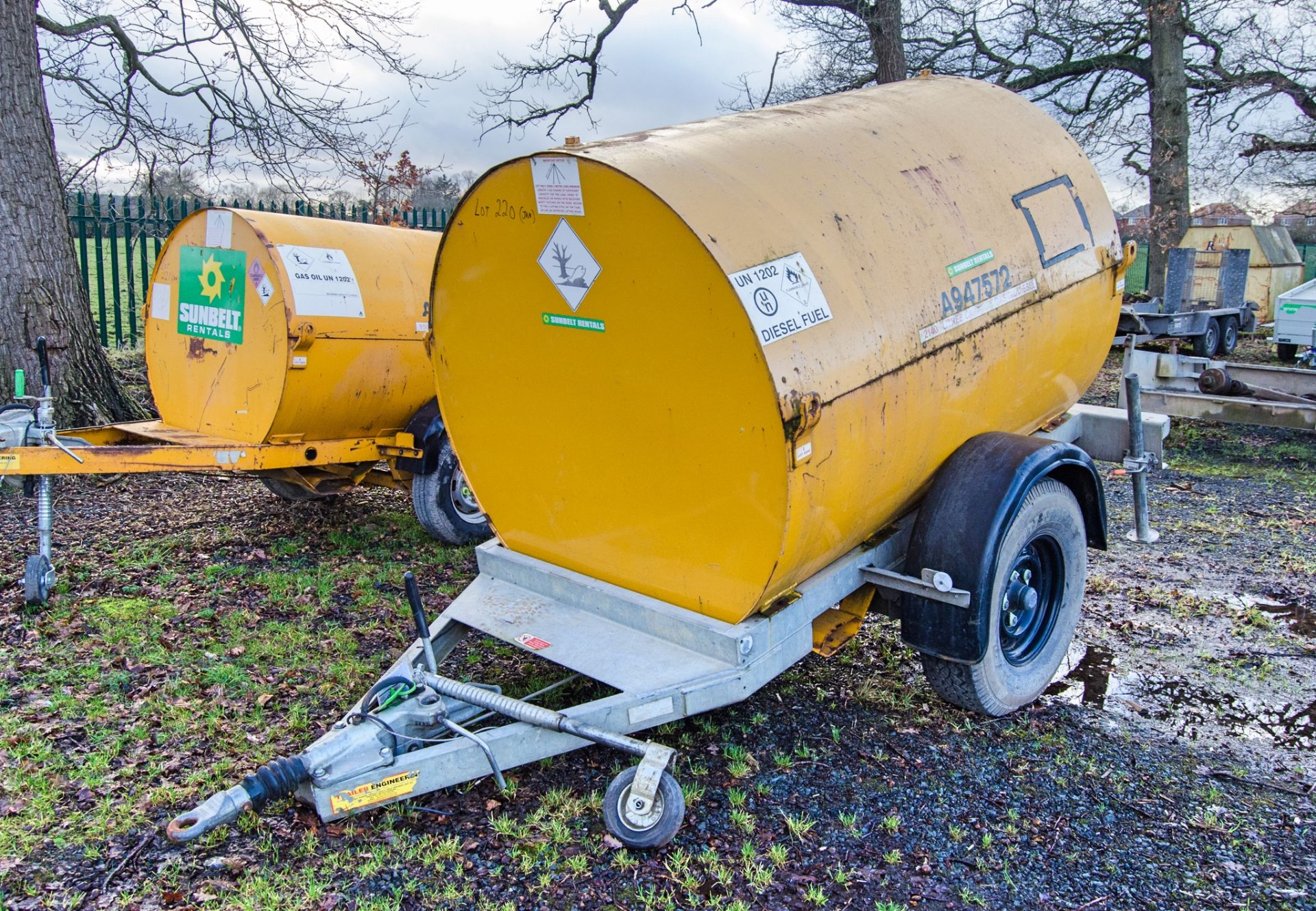 Trailer Engineering 2140 litre fast tow steel bunded diesel bowser c/w 12v electric pump, delivery