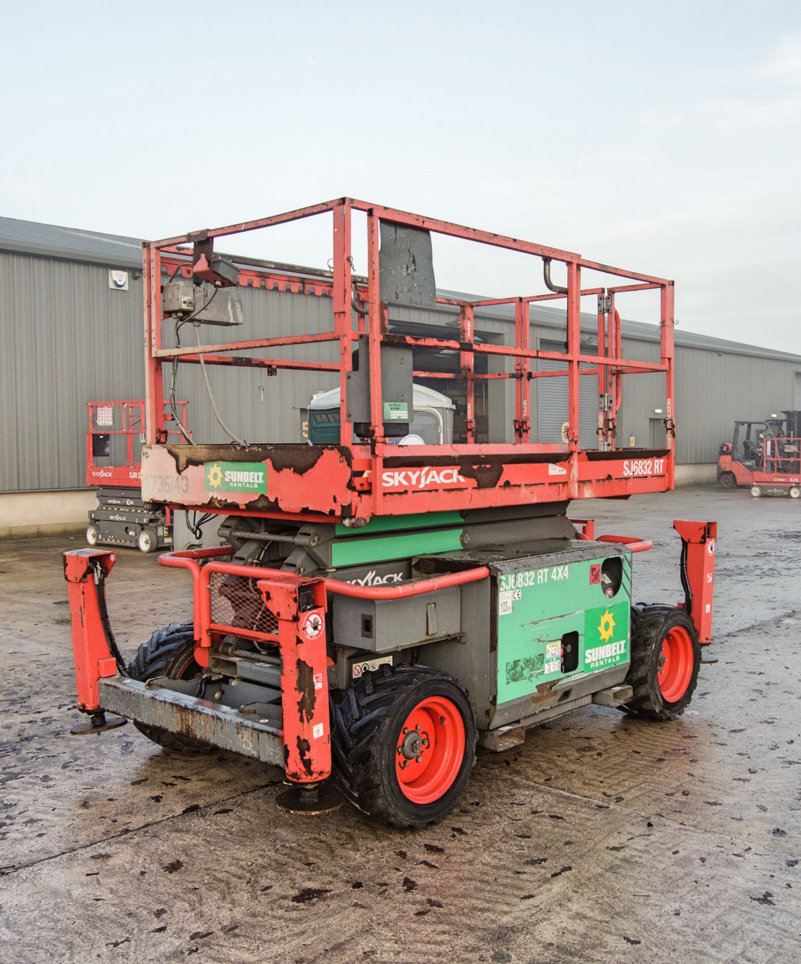 Skyjack SJ6832 RT diesel driven scissor lift access platform Year: 2016 S/N: 37008679 Recorded