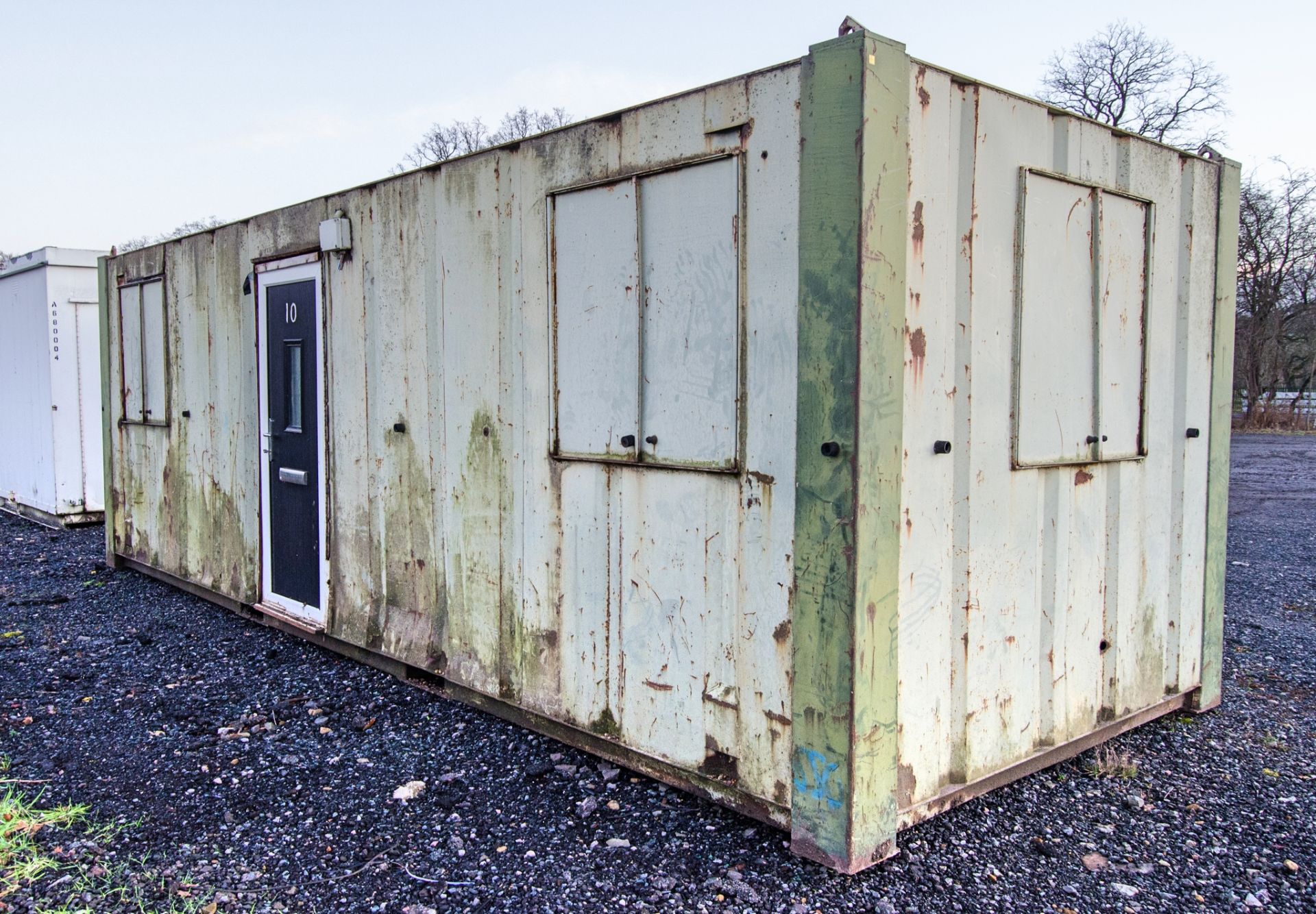 24ft x 9ft steel anti-vandal office unit ** No keys but unlocked **