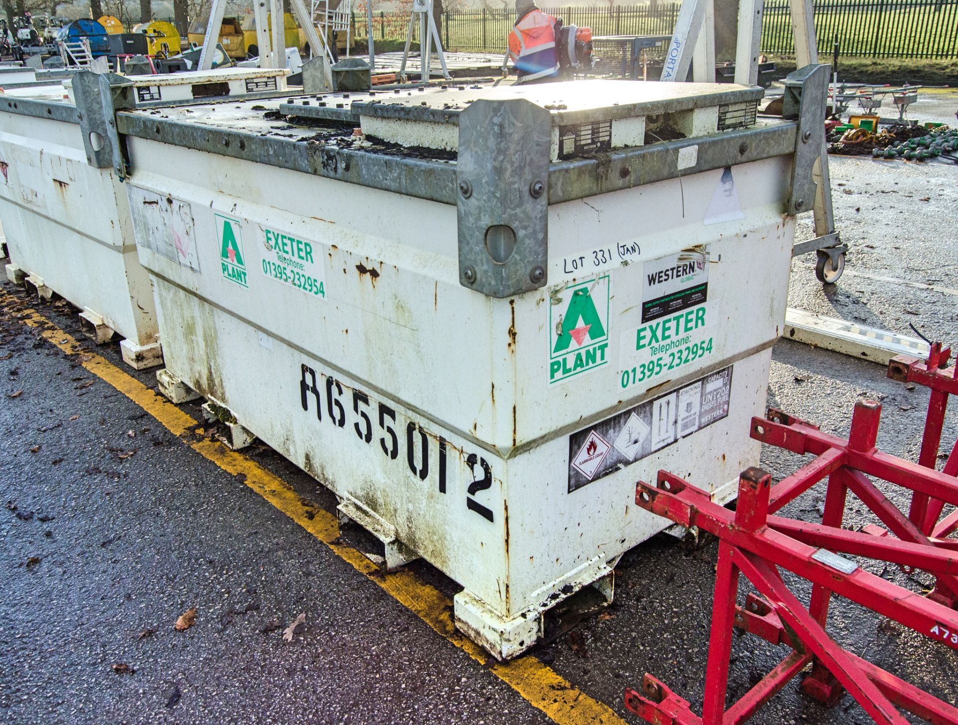 Western 2000 litre steel static bunded fuel bowser c/w 12v electric pump ** No nozzle ** A655012