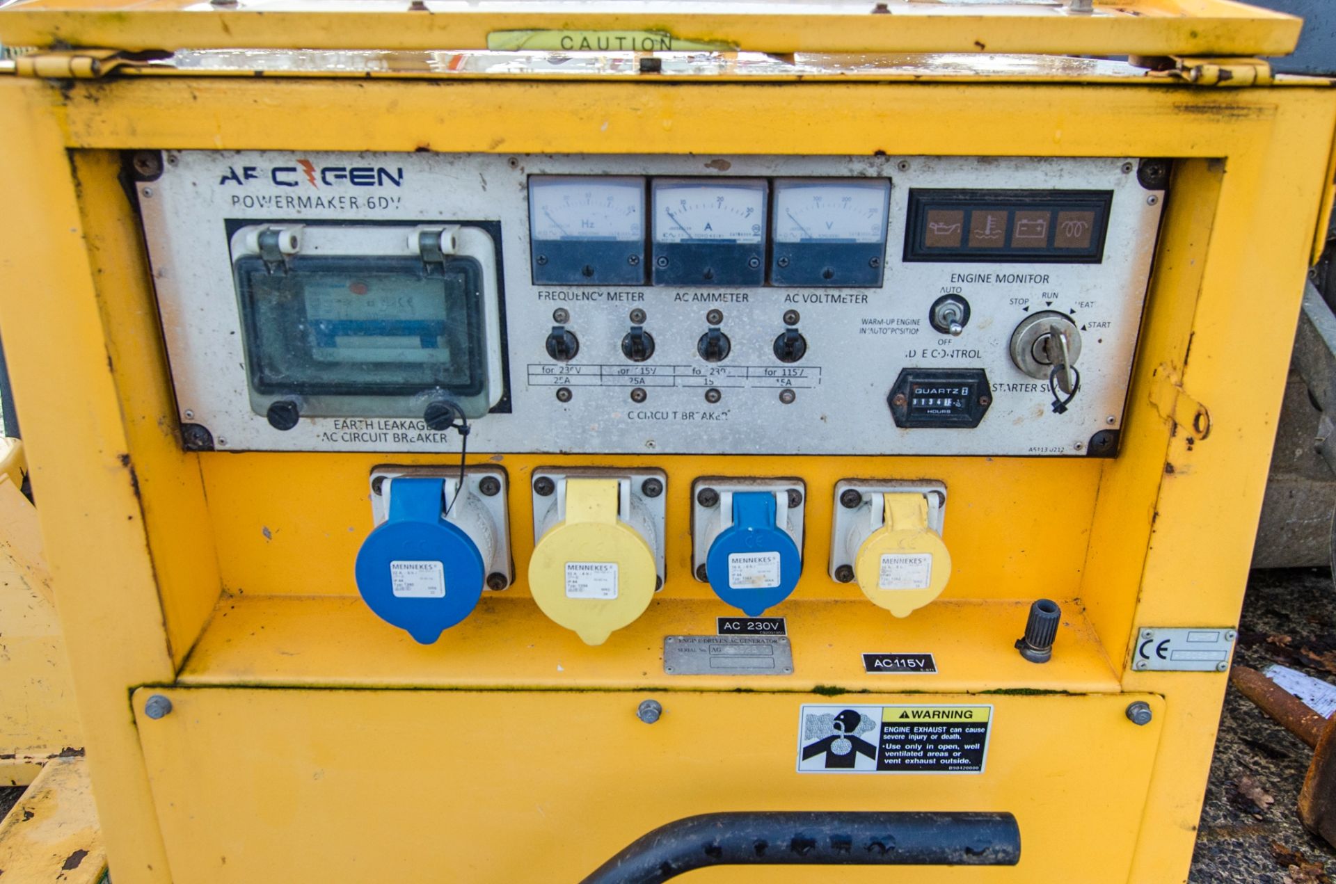 Arcgen Powermaker 6DV 6 kva diesel driven generator Year: 2019 S/N: AG0525 Hours: 3134 A1108511 - Image 3 of 4