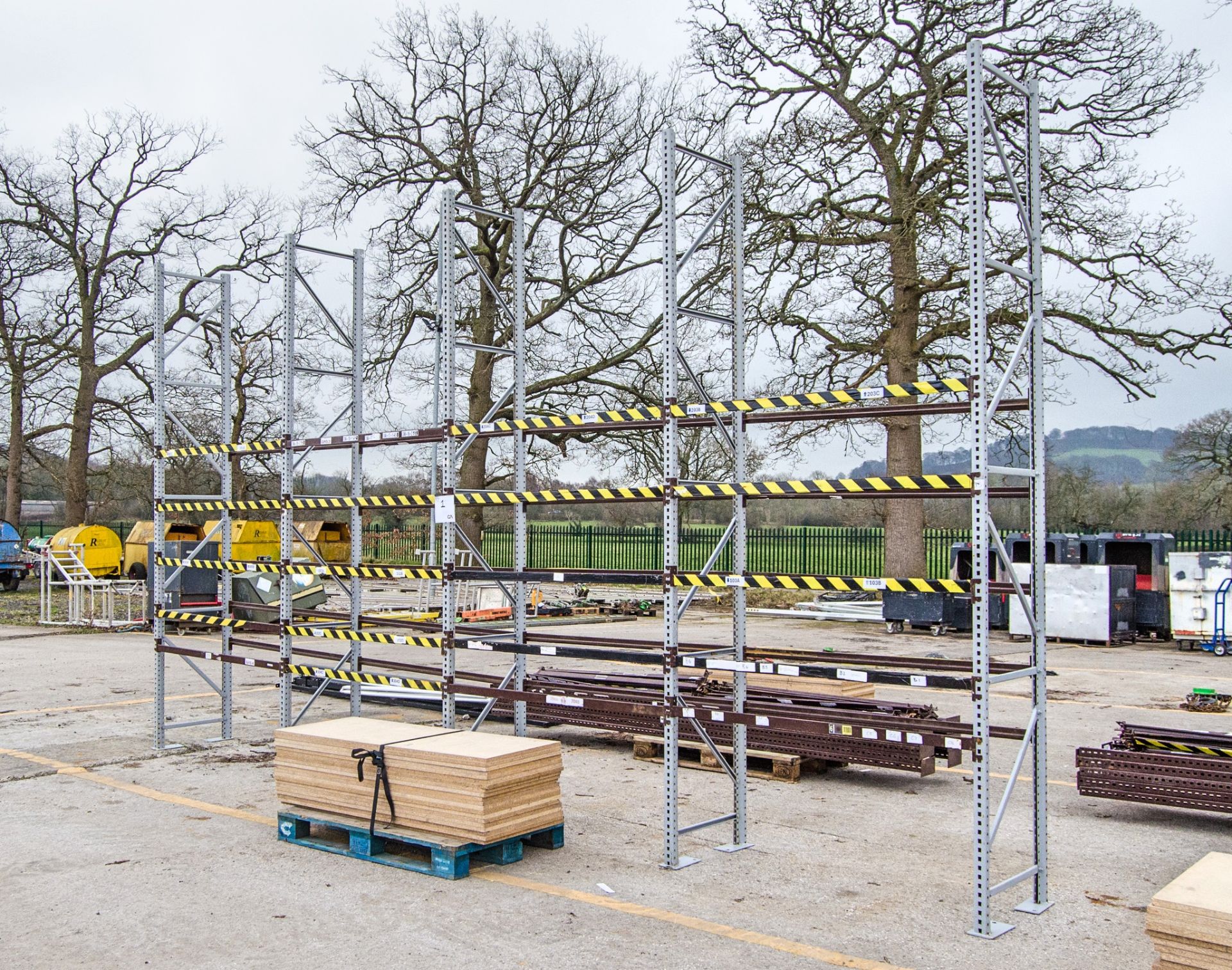 4 - bays of steel boltless racking c/w 20 - boards Dimensions: 5.7m L x ...