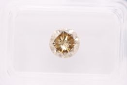 Natural 1.15ct Diamond Fancy Brown Yellow Colour I1 Clarity Round Brilliant Cut - IGI