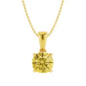 Round Brilliant Cut ( Natural ) Diamond Fancy Yellow VS2 Pendant & Chain 18k Yellow Gold - GIA