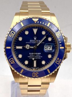 Rolex Submariner Date Oyster Perpetual '2023 Year' Yellow Gold Blue Ceramic Royal Blue Dial Verified