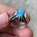 Tiffany-style Turquoise Inlay Silver Ring