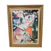 Abstract oil painting, with gold frame