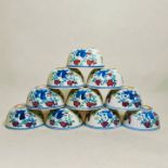 Ming Dynasty style doucai chicken basin cup set of 10