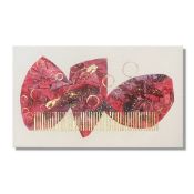 Original Oil Painting Scandinavian Red and Gold Color Scheme, Trendy, M8