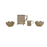 A small collection of four Indian / Burmese white metal items, all items are unmarked  To include: