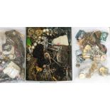 A collection of vintage costume jewellery etc to include bead necklaces, Victorian mourning brooch