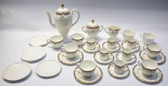 Six mid 20th Century Shelley blank tea cups and six saucers along with a Wedgewood coffee and tea