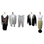 A 1980's The Dynasty Look with iconic mid length cocktail dress, bugle beads and black sequins, on