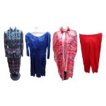 A collection of vintage and assorted clothing including a pink slip dress from the 1950s in silk mix