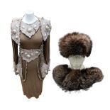A 1960s/70s grey fox fur cossak style hat with matching collar in a Kara's box along with a 1985