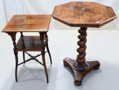 An Edwardian inlaid mahogany side table, with square top with central inlaid design (slight loss)