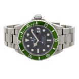 Rolex- a gentleman's steel cased  'Kermit' Submariner Date Superlative 'Flat 4' Chronometer 16610