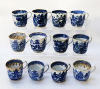 A group of Miles Mason, W. Mason Thomas Wolfe coffee cups, pattern no.'s D1-1 E1-47 D1-3 D1-26 E1b-