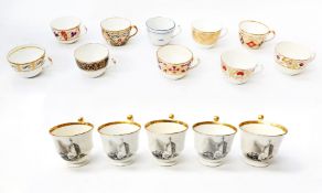 Collection of Miles Mason bute shaped teacups (10) Pattern Number: F4-560, F1-199B, F4-709, G1-26,