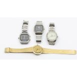 A collection of four gentleman's dress wristwatches to include a Seiko quartz chronograph,
