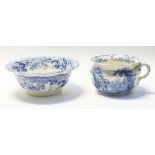 An Ashworths washbowl in Soldiers and Ruins pattern and an Ashworths chamber pot, c.19th century,