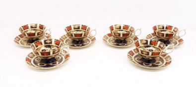 6 Royal Crown Derby tea cups & Saucers in the 1128 Imari pattern, all 1st Quality, in good