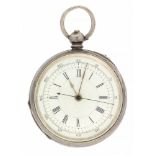 ***AUCTIONEER TO ANNOUNCE CHRONOGRAPH NOT CHRONOMETER*** A Victorian silver 935 open faced centre