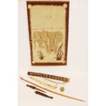 A MIXED GROUP OF AFRICAN BOTSWANA TRIBAL ART INTEREST to include a hand forged iron knife with