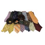 A vintage Louis Vuitton credit card holder  along with a collection of silk ties including those