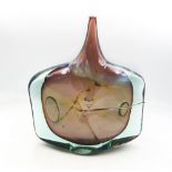 Vintage 1974 Mdina large axehead/fish vase, 30cm x 26cm, fully signed and dated and signed by Eric