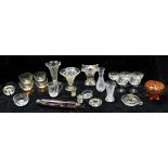Collection of mid 20th Century glass wares including dessert bowls, glass rolling pin vases etc (