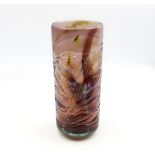 Tube form Mdina glass vase with trailed decoration, signed 'Mdina' c.1970s.