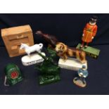 Austin Nichols wild turkey porcelain bottle, Remy Martin fine champagne cognac advertising bottle,