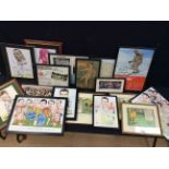 A large group of sporting and celebrity related artwork comprising posters, programmes, prints and