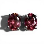 A pair of pink tourmaline ear studs. Posts and backs both stamped 925 and assessed as silver. The
