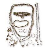 A parcel of 9ct gold and other precious yellow metal jewellery.  To include a 9ct gold gate bracelet