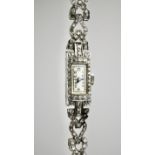 Ladies Platinum & Diamond Cocktail Watch - c1930's